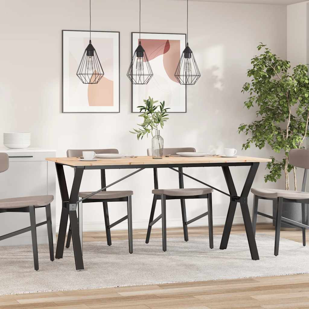 Mesa de jantar estrutura em y 140x80x75cm pinho e aço