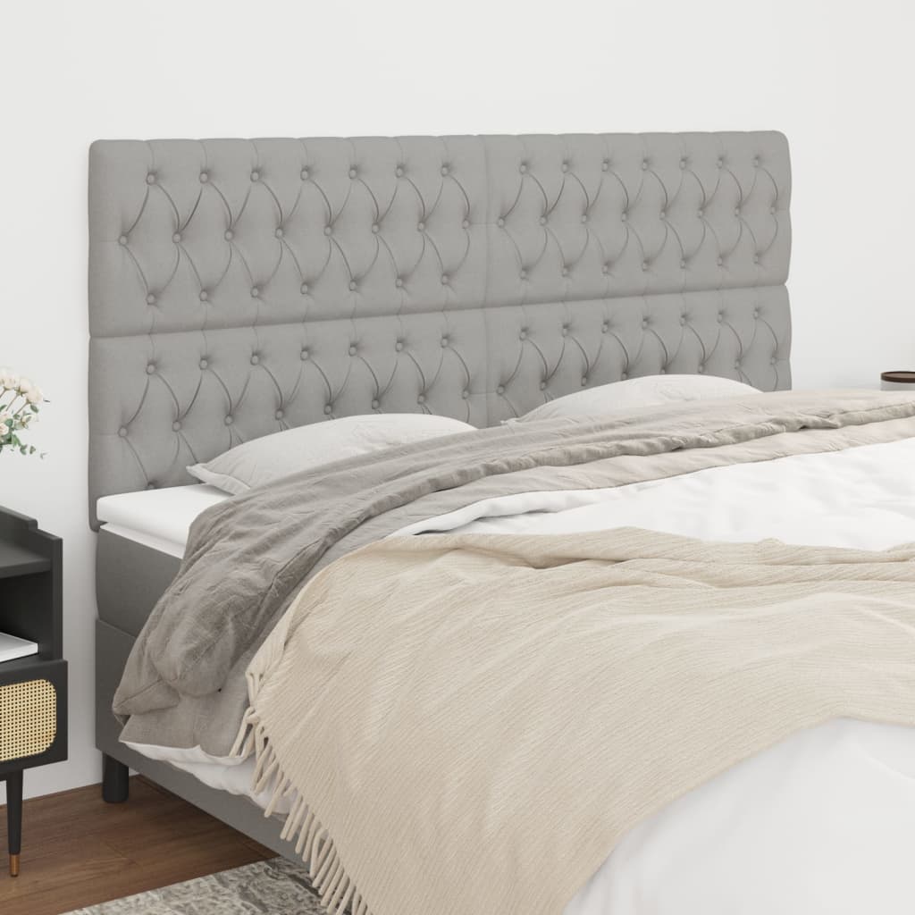 Cabeceira cinza claro 200x7x118/128 cm tecido