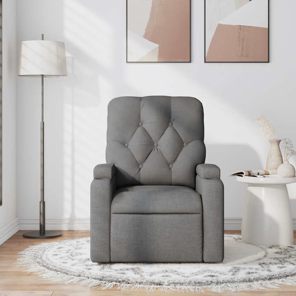 Poltrona de massagens reclinável tecido cinzento-escuro
