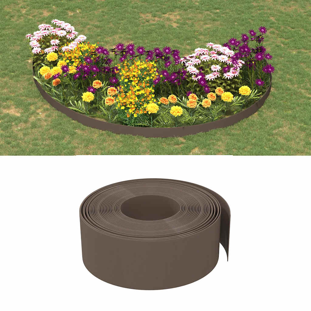 Bordas de jardim 3 pcs 10 m 20 cm polietileno castanho