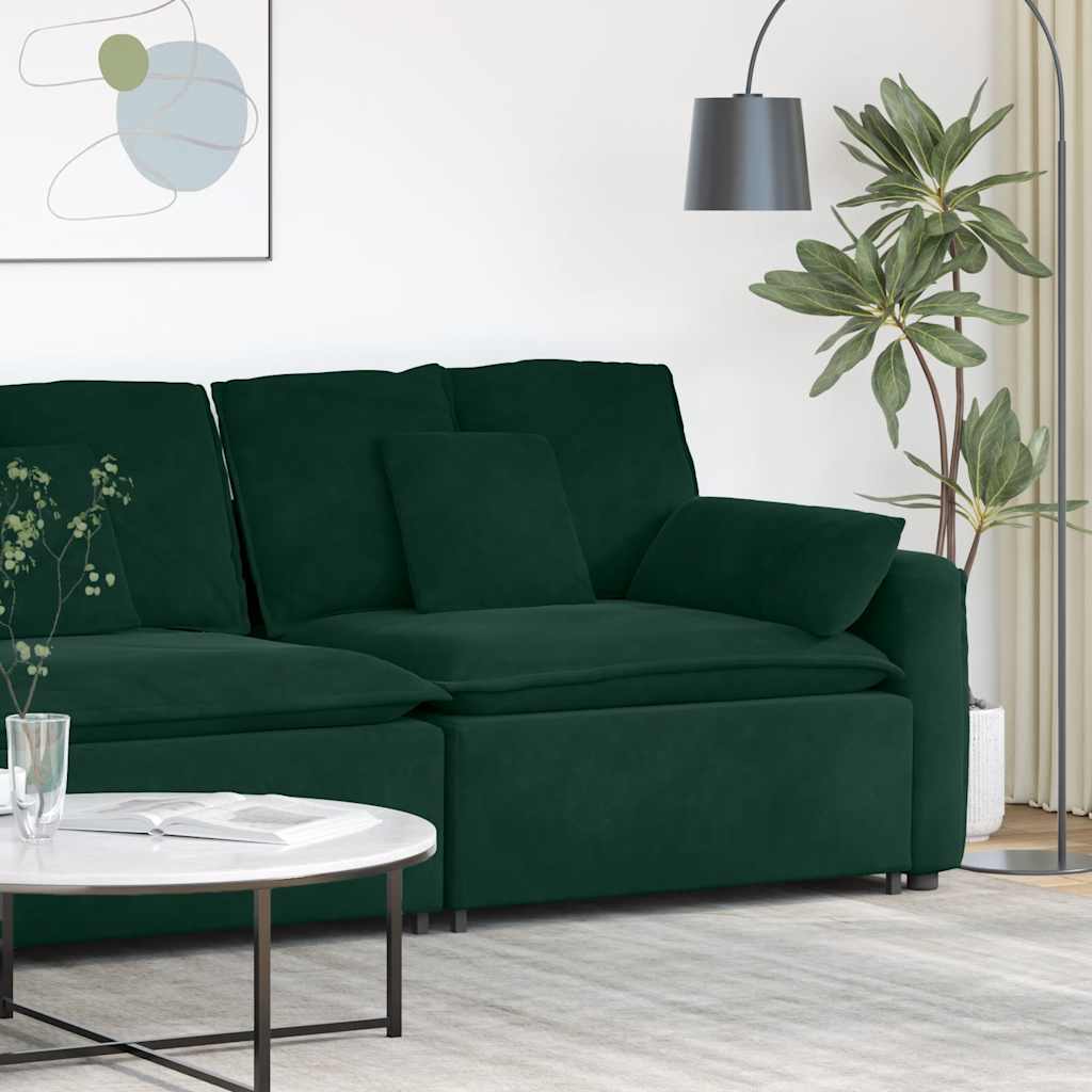 Módulo de extremidade de apoio de braço para sofá modular com almofadas, verde escuro, 100 cm
