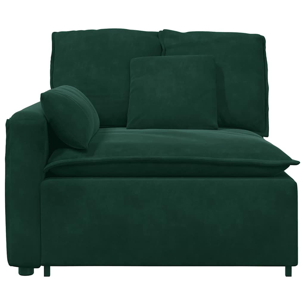 Módulo de extremidade de apoio de braço para sofá modular com almofadas, verde escuro, 100 cm