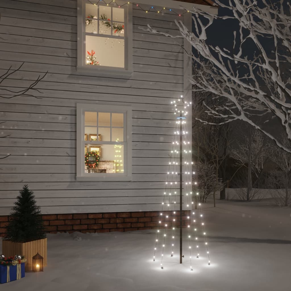 Árvore de natal com espeto 108 luzes LED 180 cm branco frio