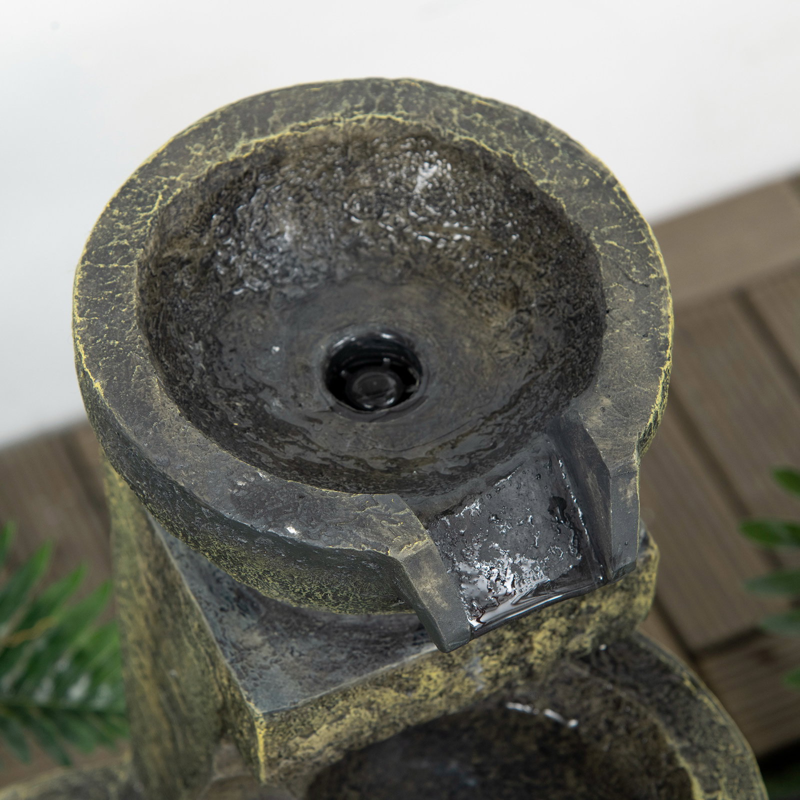 Fonte de jardim 5 w fonte de água em cascata de 4 níveis com bomba de água e saída de água ajustável 25x24x60 cm multicolorido