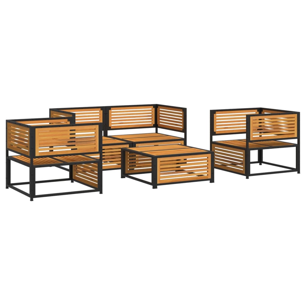 5 Pcs conjunto de sofás de jardim com almofadões acácia maciça