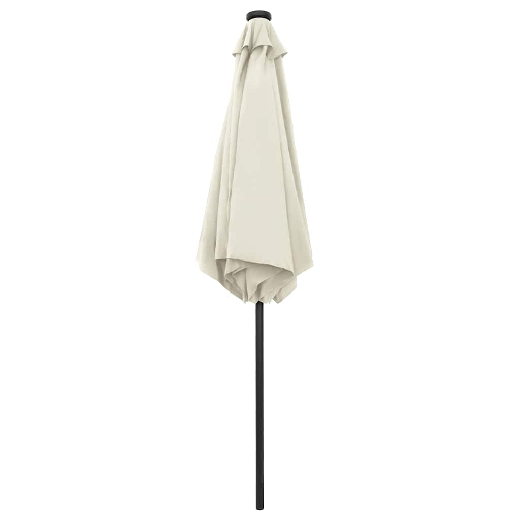 Guarda-sol jardim luzes LED/poste alumínio 270 cm branco areia