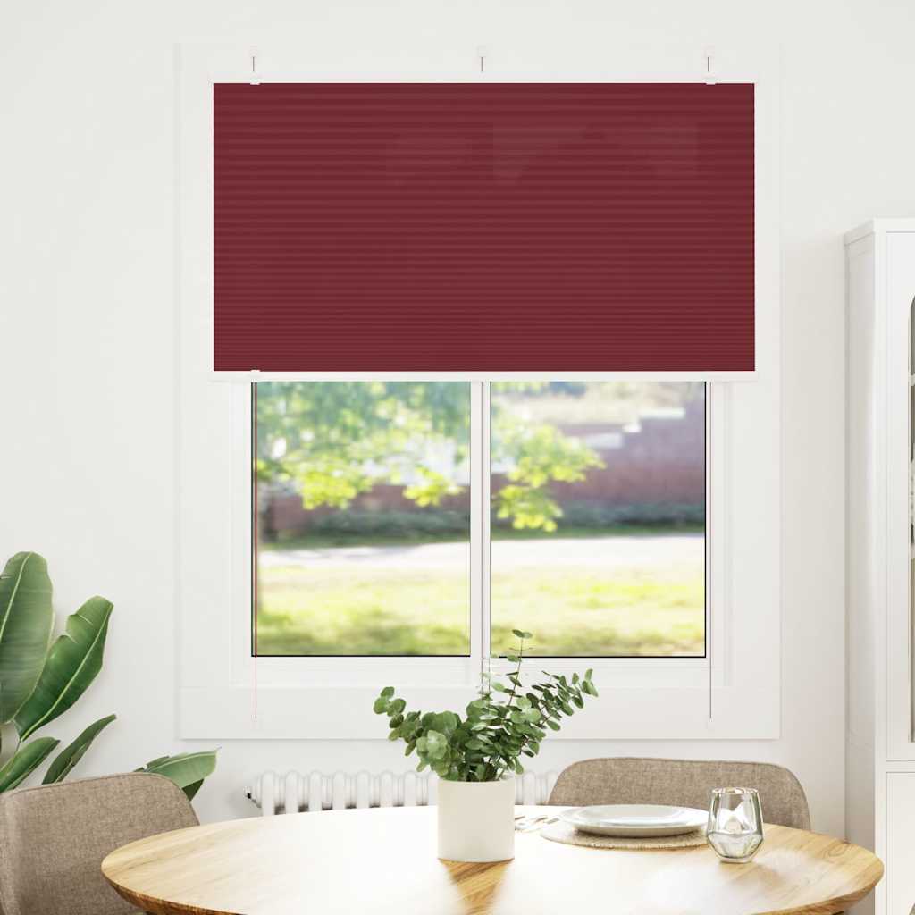 Plissado cego bordéus vermelho 110x150 cm largura tecido