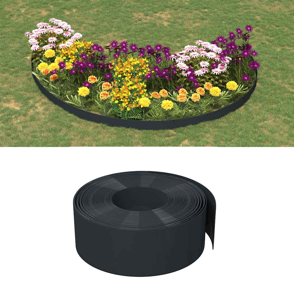 Bordas de jardim 2 pcs 10 m 20 cm polietileno preto