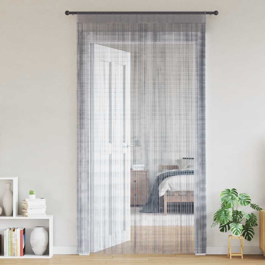 Cortinas de fios 2 pcs 140x250 cm cinzento-claro