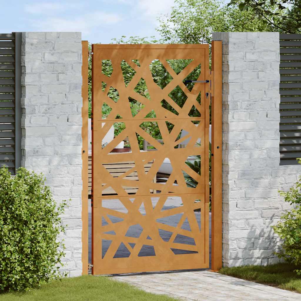 Portão de jardim 100x150 cm em aço resistente às intempéries com design leve