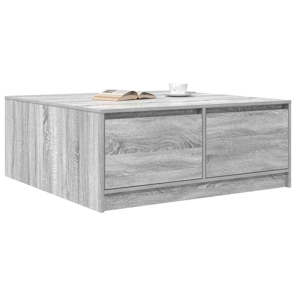 Mesa de centro com gavetas 100x100x40 cm sonoma cinzento