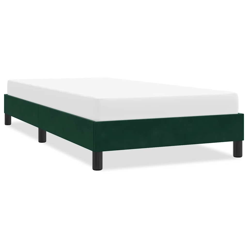 Estrutura de cama sem colchão 90x210 cm veludo verde-escuro