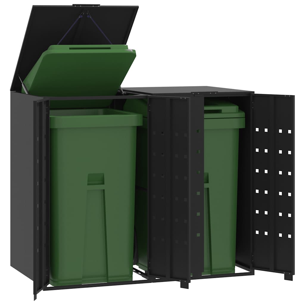 Abrigo para 2 caixotes do lixo 138x79x117 cm aço preto