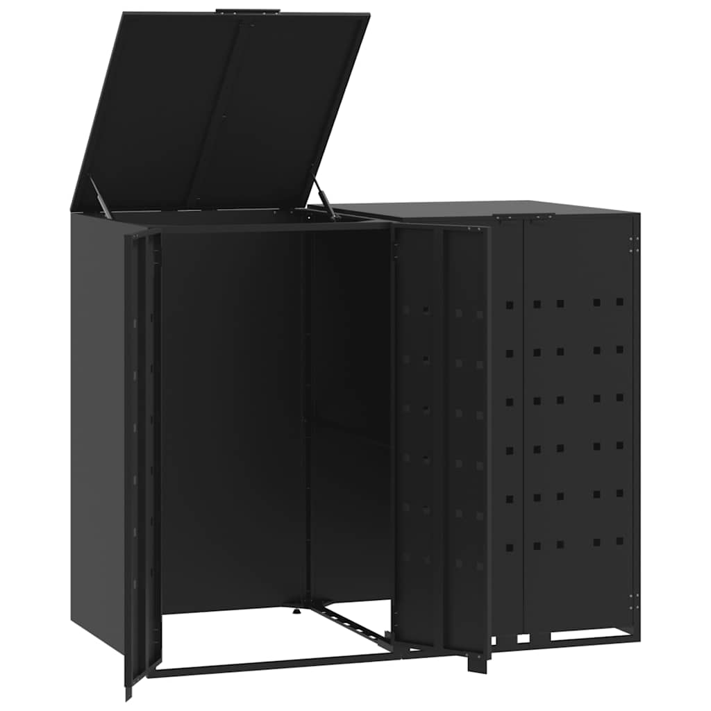 Abrigo para 2 caixotes do lixo 138x79x117 cm aço preto