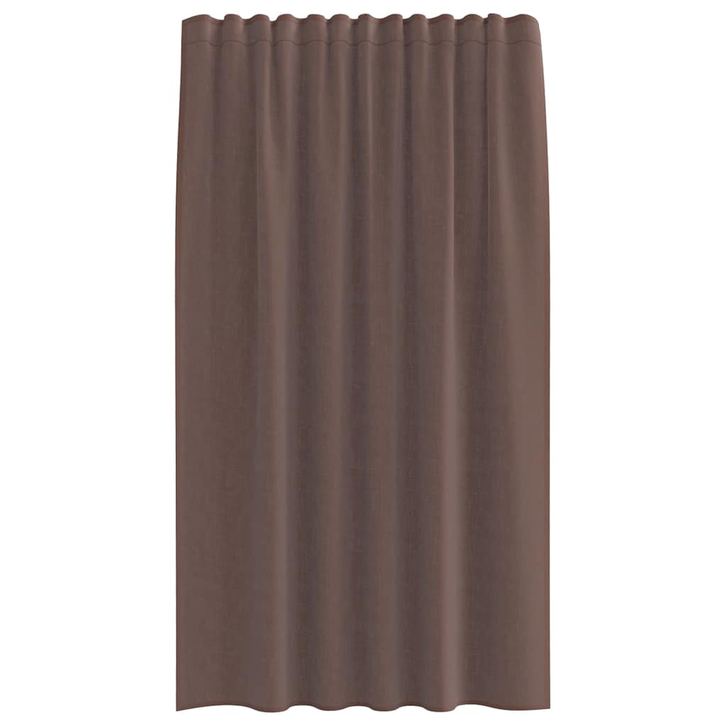 Cortinas de voile com bolsos para varão 2 pcs castanho