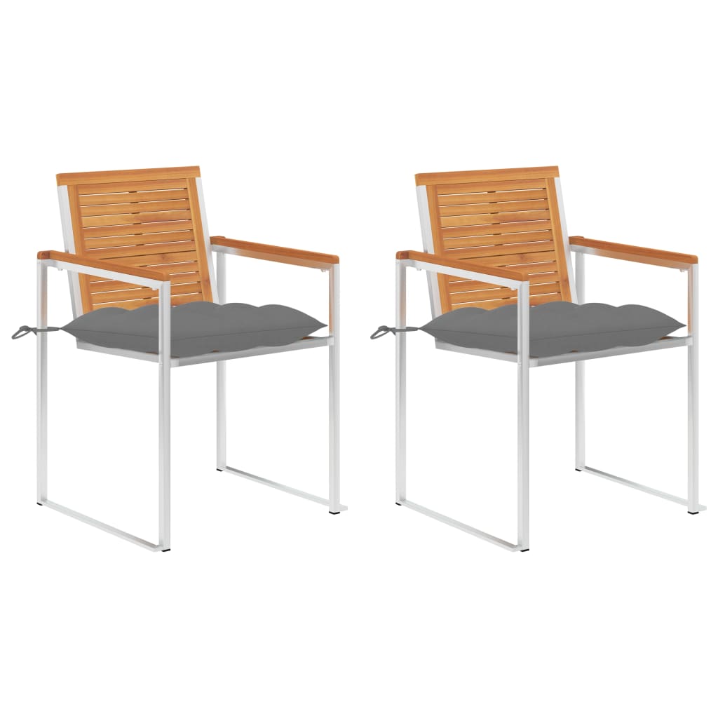 Cadeiras de jardim com almofadões 2 pcs acácia maciça e aço