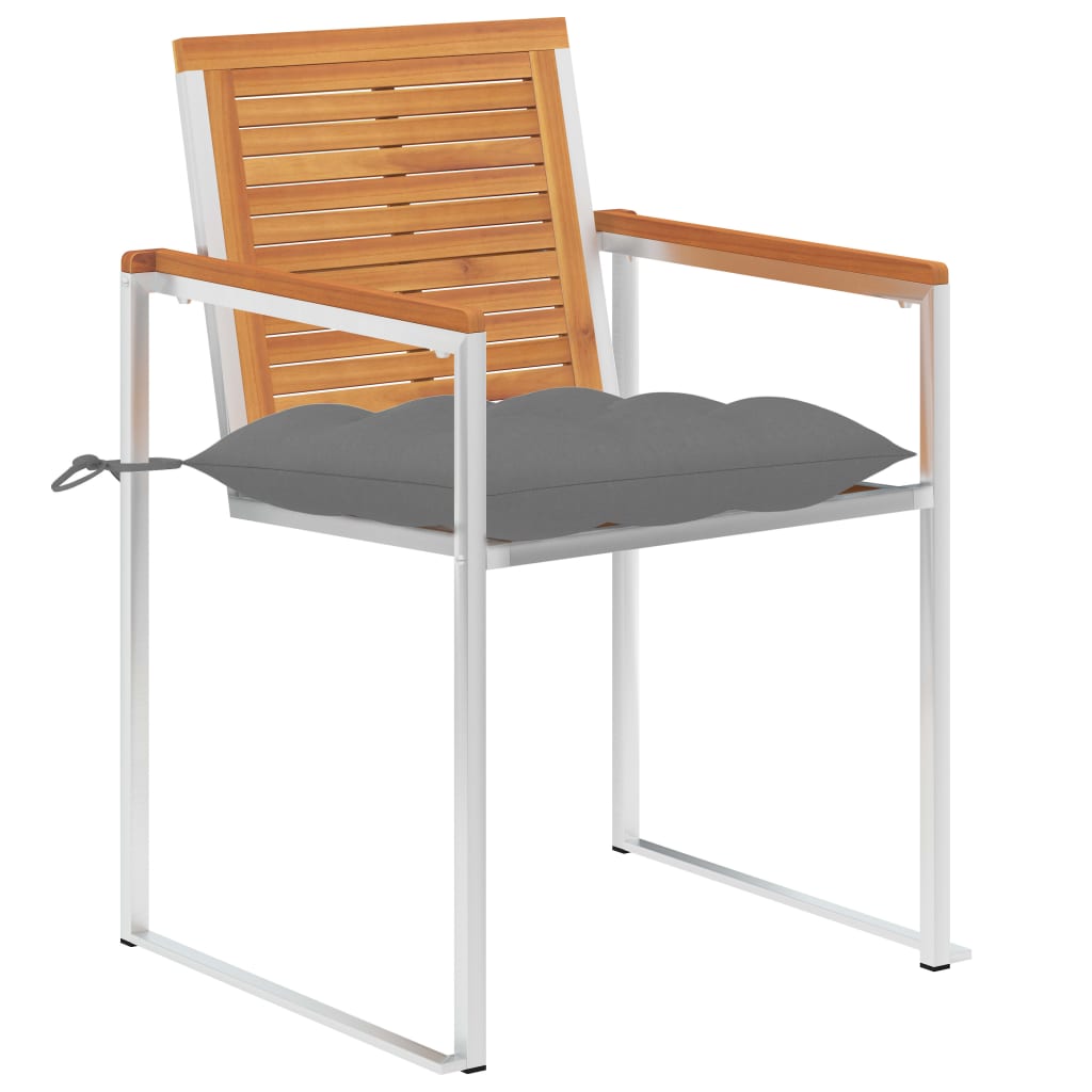 Cadeiras de jardim com almofadões 2 pcs acácia maciça e aço