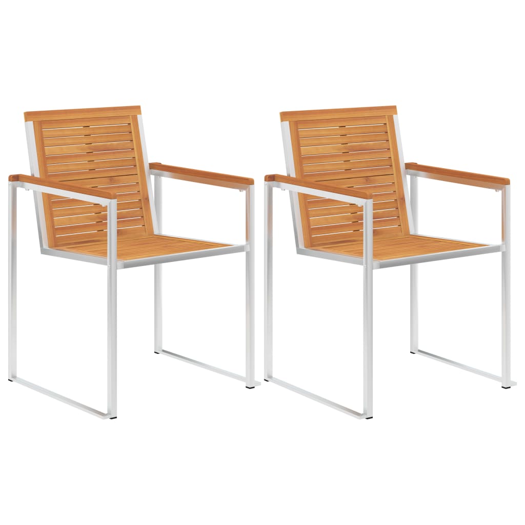 Cadeiras de jardim com almofadões 2 pcs acácia maciça e aço
