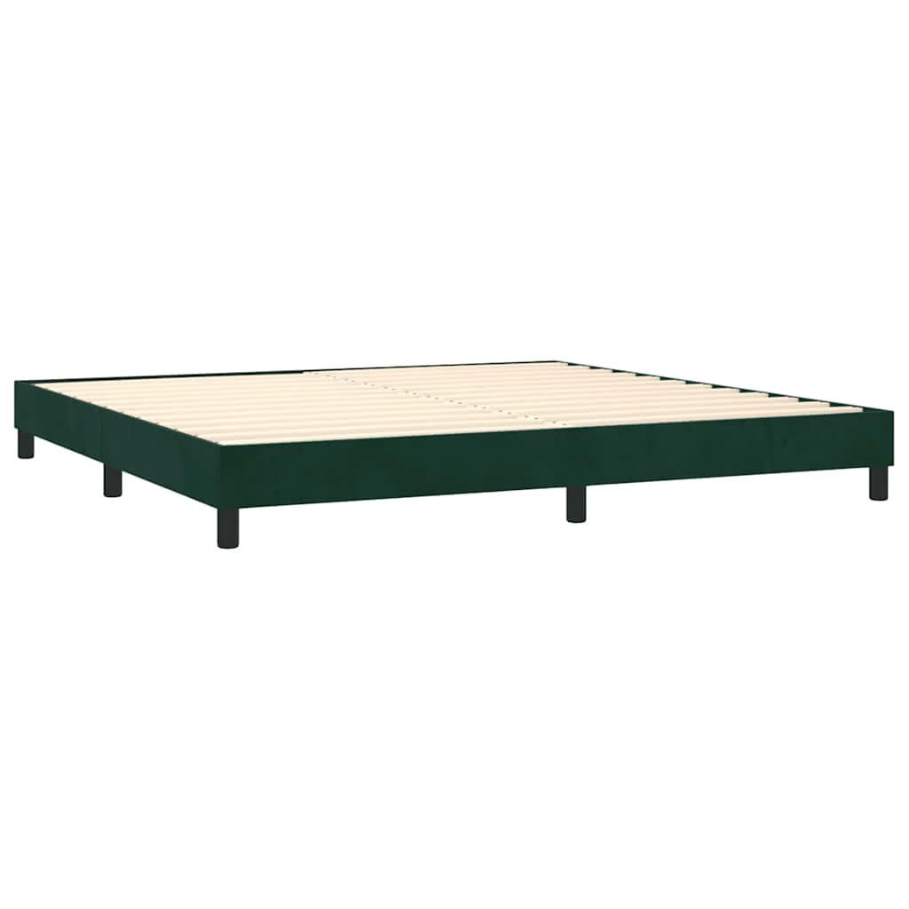 Cama com molas/colchão 200x200 cm veludo verde-escuro