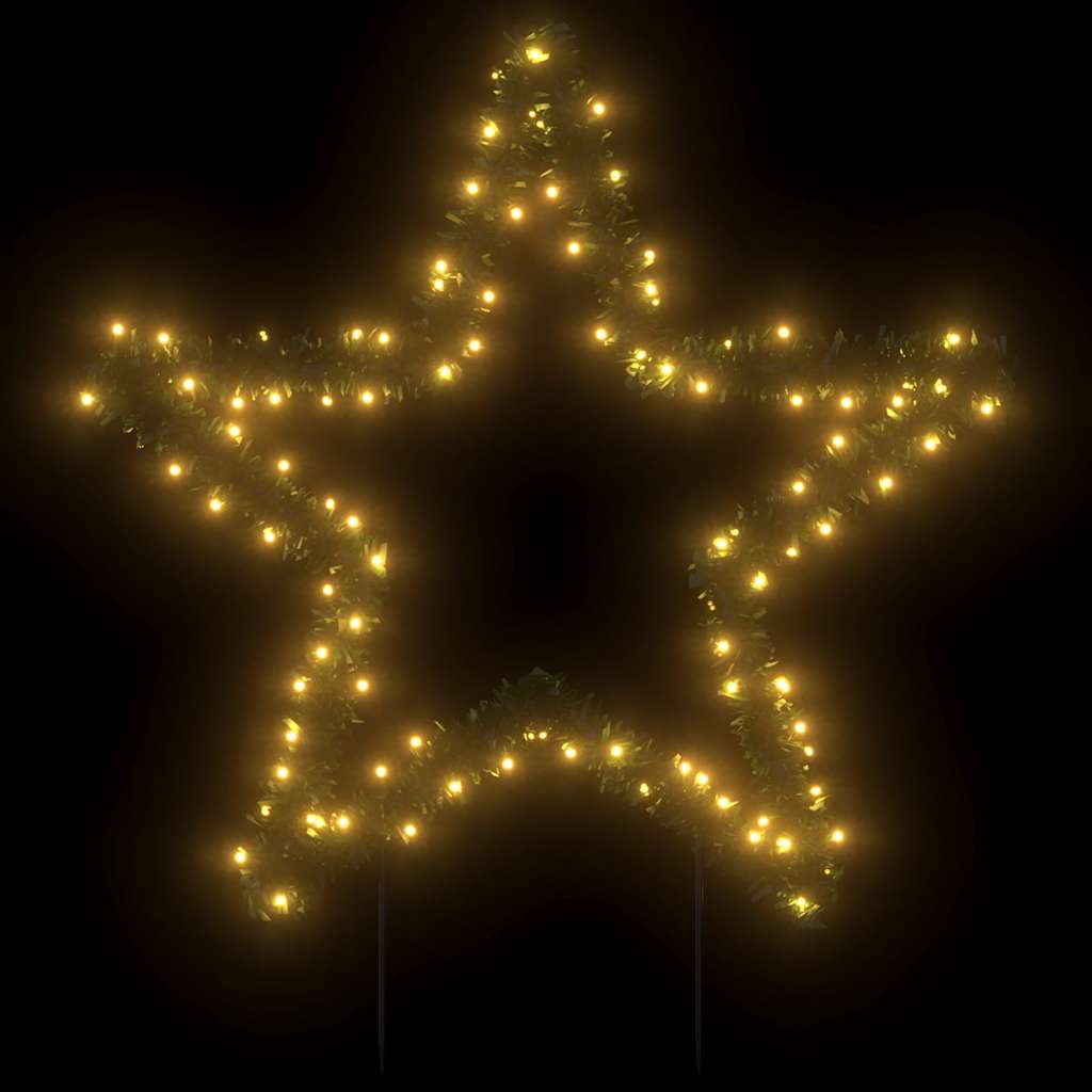 Decoração estrela de natal c/ luz e estacas 115 luzes LED 85 cm