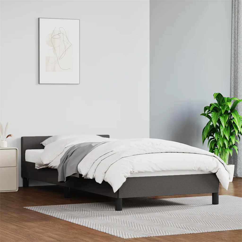 Estrutura cama c/ cabeceira sem colchão 80x200 cm cinzento