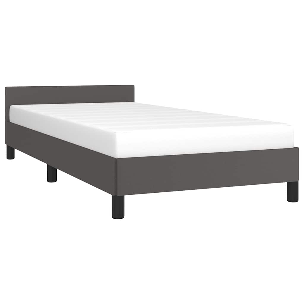 Estrutura cama c/ cabeceira sem colchão 80x200 cm cinzento