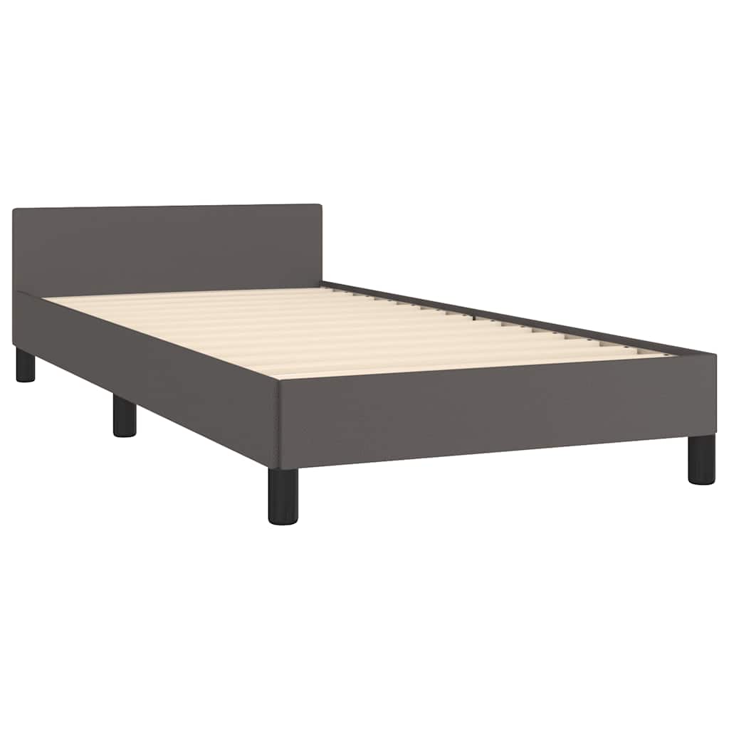 Estrutura cama c/ cabeceira sem colchão 80x200 cm cinzento