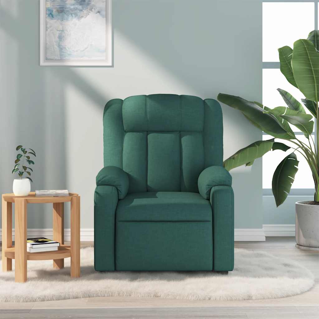 Poltrona de massagens reclinável tecido verde-escuro