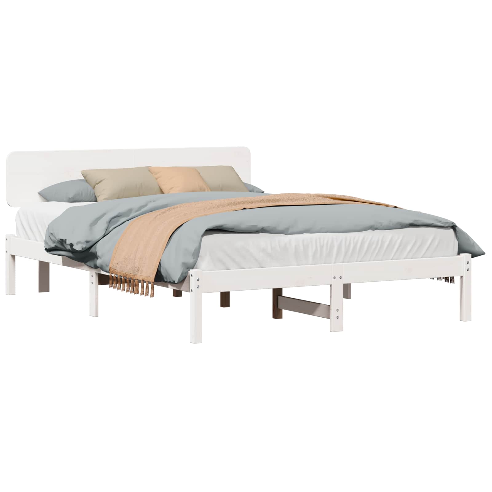 Estrutura da cama com cabeceira branco 140 x 200 cm