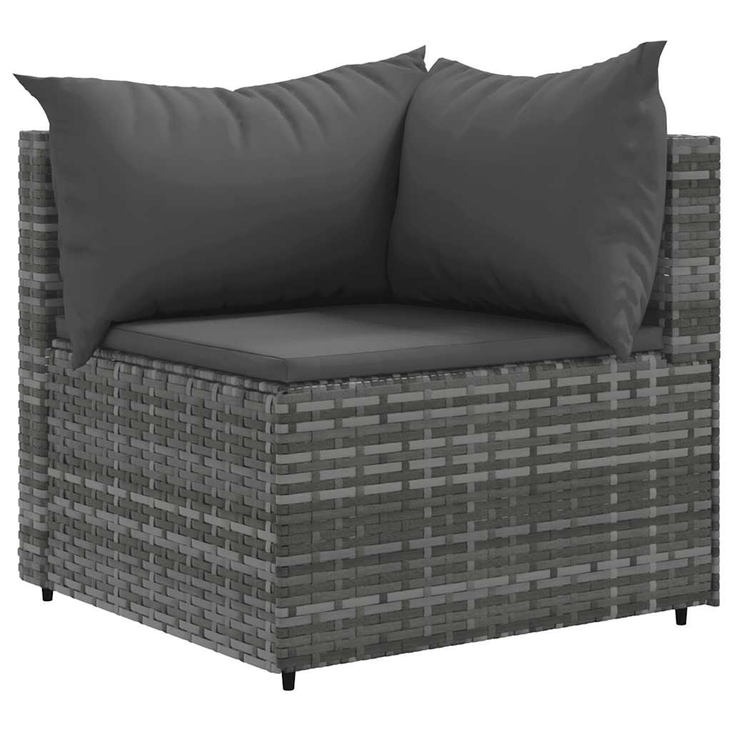 5 Pcs conjunto lounge de jardim c/ almofadões vime PE cinzento