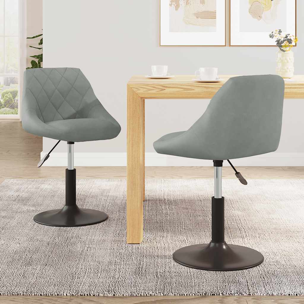 Cadeiras de jantar giratórias 2 pcs veludo cinzento-claro