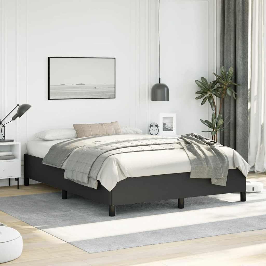 Estrutura de cama sem colchão, preta, tamanho queen, 152x203 cm, em couro sintético