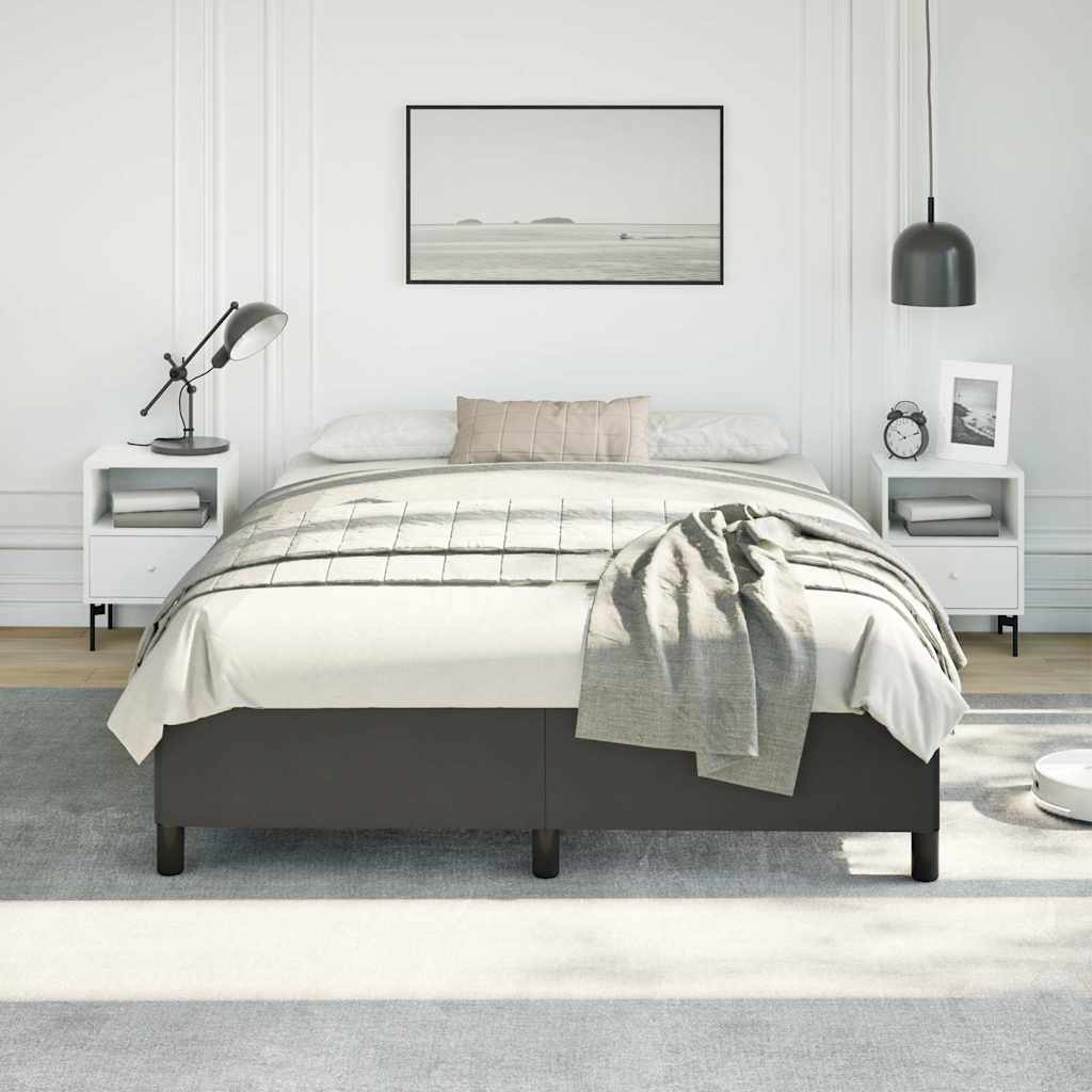 Estrutura de cama sem colchão, preta, tamanho queen, 152x203 cm, em couro sintético