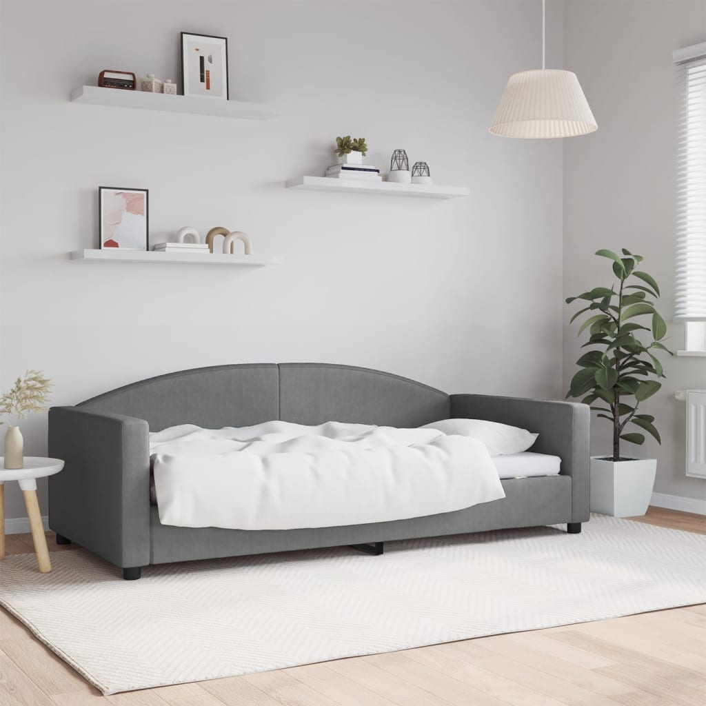 Sofá-cama 90x190 cm tecido cinzento-escuro