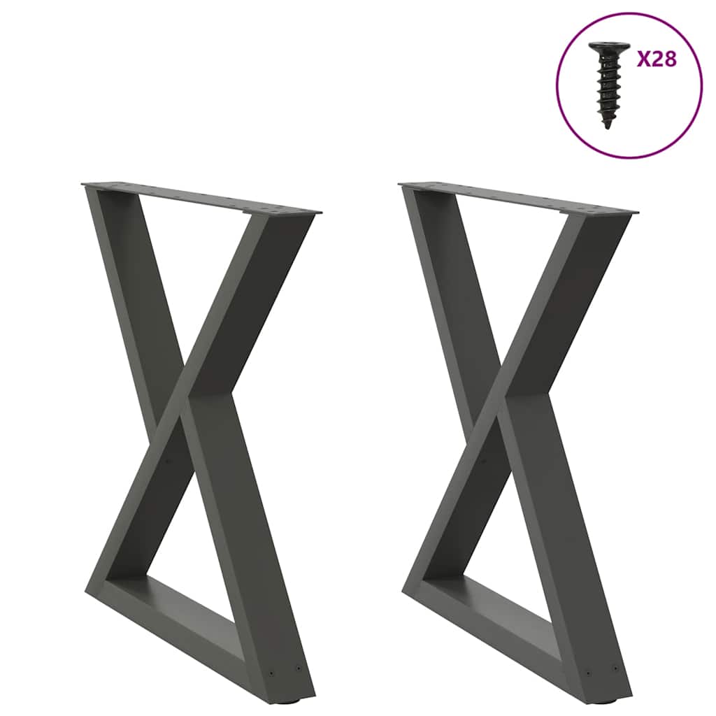 Pés para mesa de jantar 2 peças antracite 80x(72-73,3) cm aço