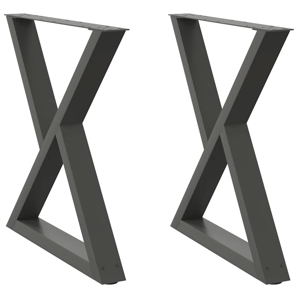 Pés para mesa de jantar 2 peças antracite 80x(72-73,3) cm aço
