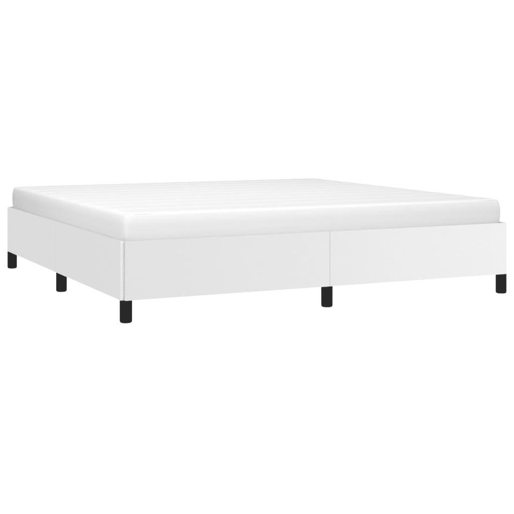 Estrutura de cama 200x200 cm couro artificial branco