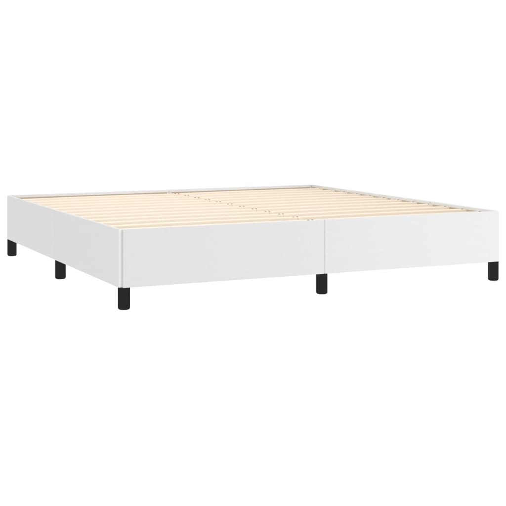 Estrutura de cama 200x200 cm couro artificial branco