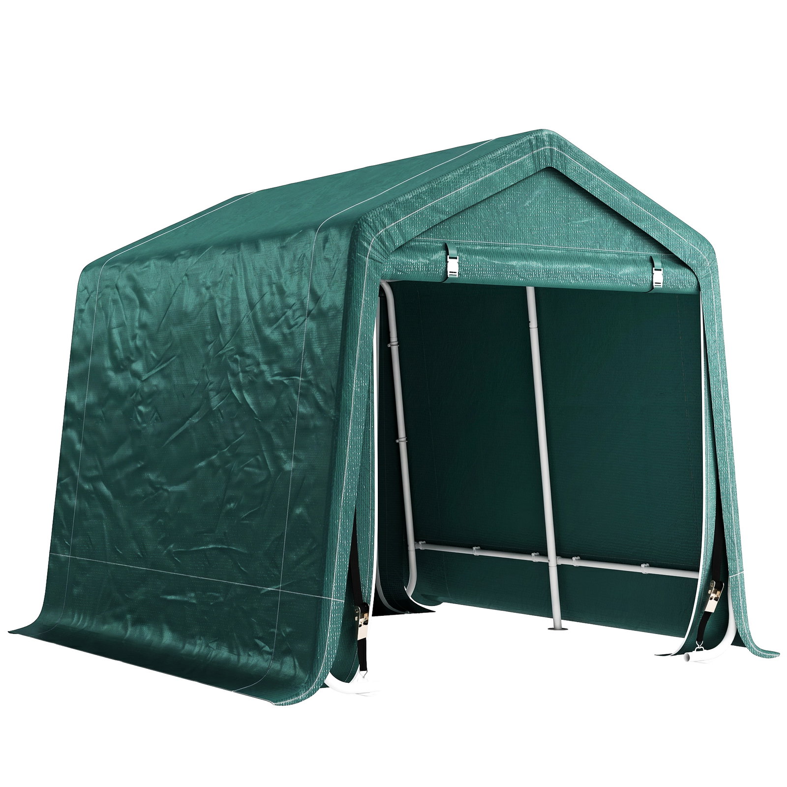 Abrigo de Exterior para Ferramentas Bicicleta 2,4x2x2,02 m Abrigo de Armazenamento com 2 Portas Anti-UV para Jardim Verde