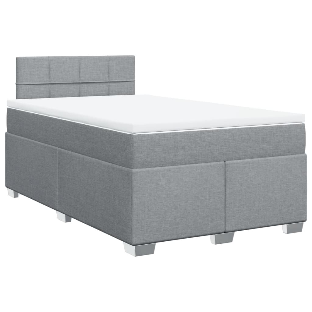 Cama com molas/colchão 120x200 cm tecido cinza-claro