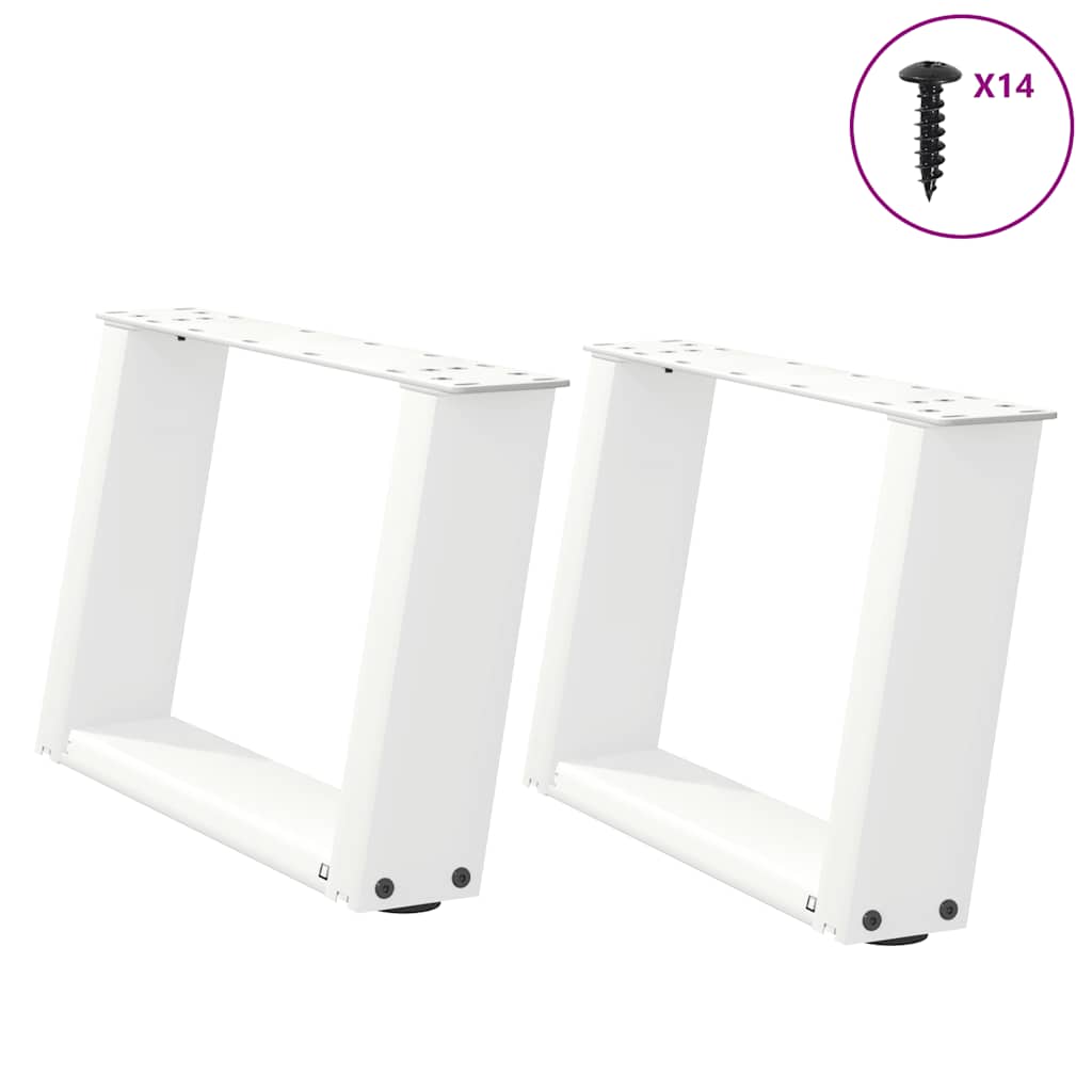 Pés para mesa de centro em formato de u, 2 peças, branco, 50x(30-31) cm, aço