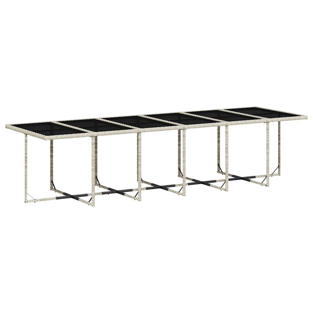17 Pcs conj. jantar jardim c/ almofadões vime PE cinzento-claro