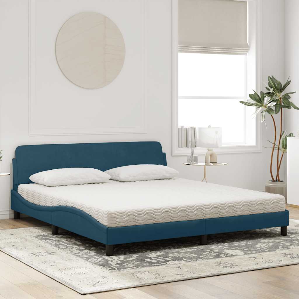 Cama com colchão dover 180x200 cm veludo azul