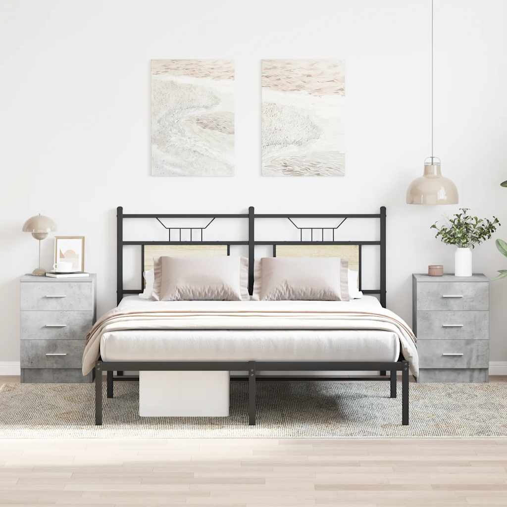 Mesas cabeceira 2pcs 38x35x56cm derivados madeira cinza cimento
