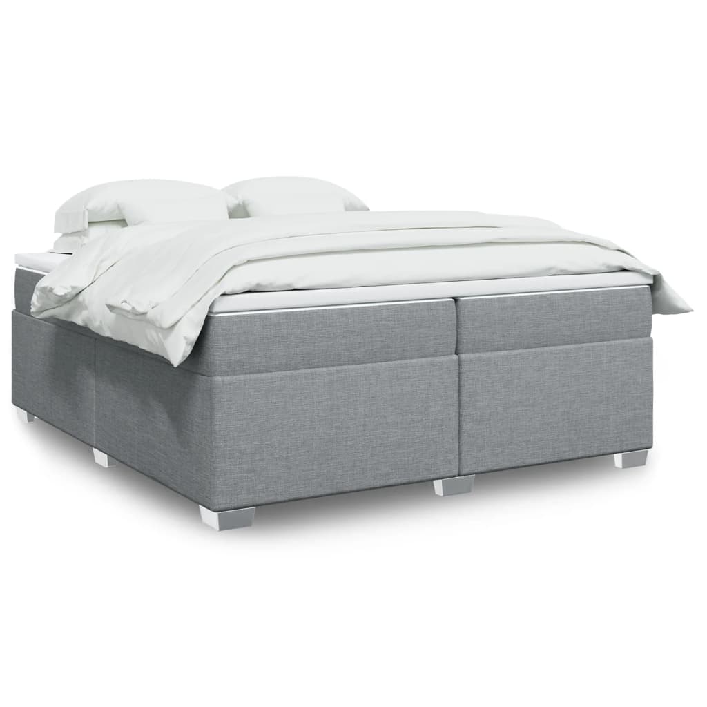 Cama com molas/colchão 200x200 cm tecido cinza-claro