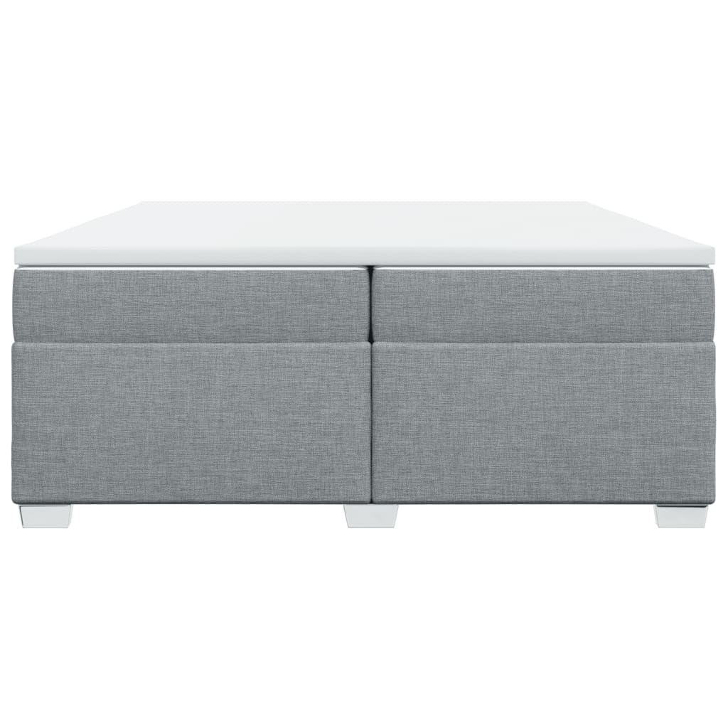 Cama com molas/colchão 200x200 cm tecido cinza-claro