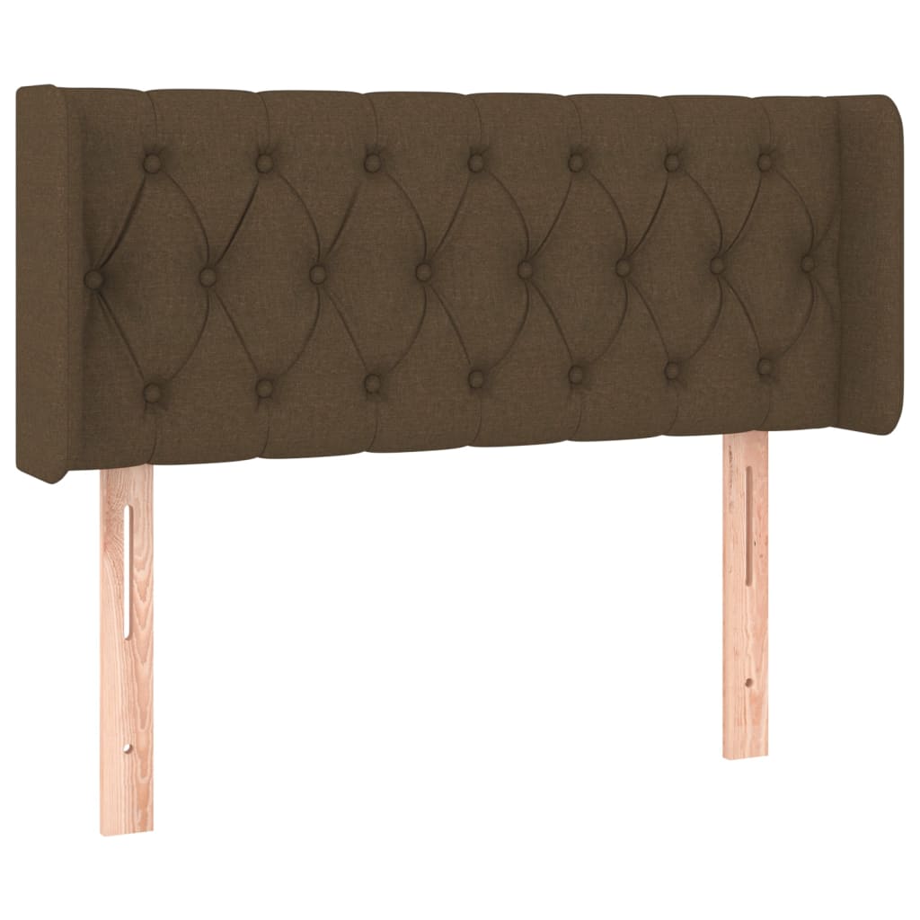 Cabeceira de cama c/ luzes LED tecido 93x16x78/88 cm castanho