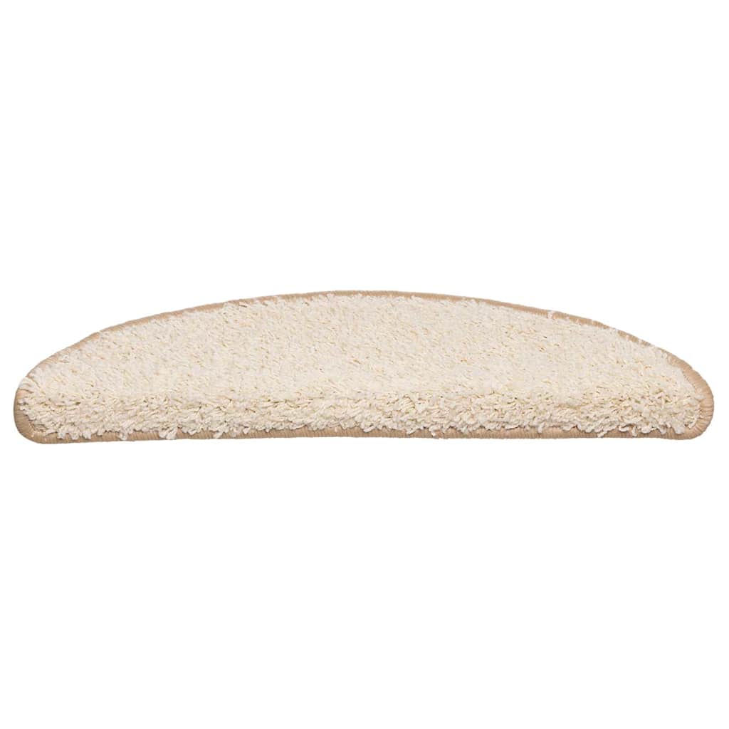 Tapetes de escada 20 peças 56x17x3 cm creme semicircular