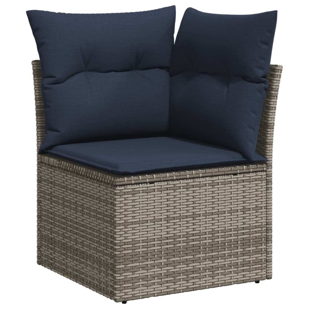 Conjunto de sofá de jardim com 6 peças e almofadas em rattan sintético cinza