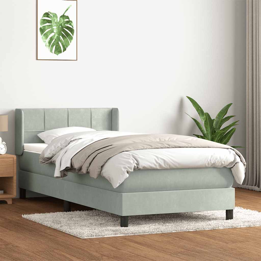 Cama com molas/colchão cinzento-claro 80x220 cm veludo
